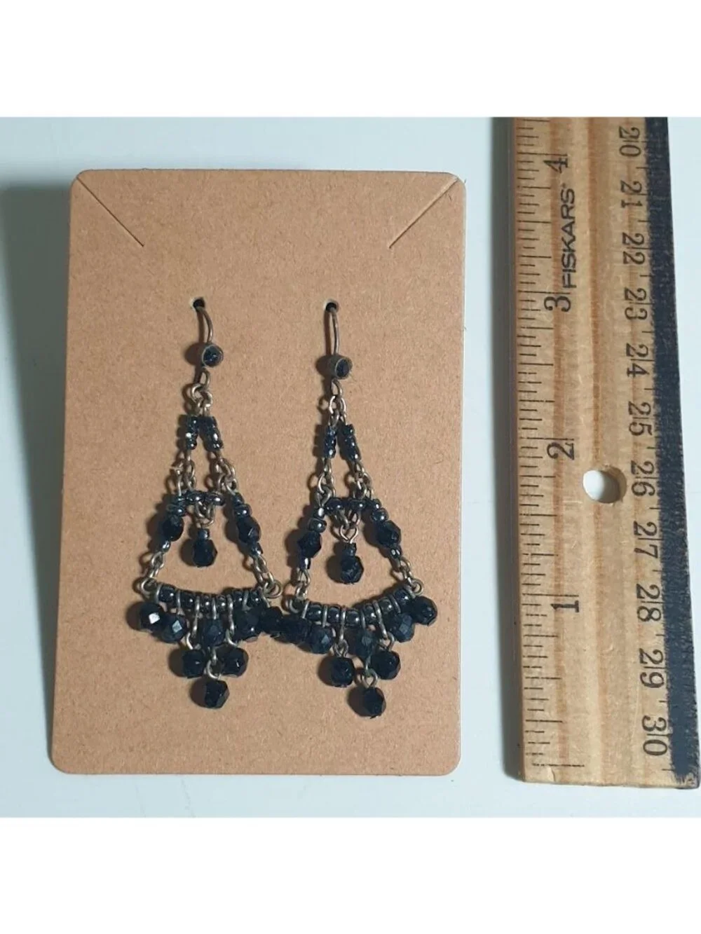 Elegant Black Bead Chandelier Drop Earrings Lightweight Cascading Design Gift